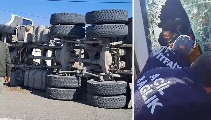 Virajı Alamayan Kamyonun Dehşet Verici Kaza Anı Kameralarda