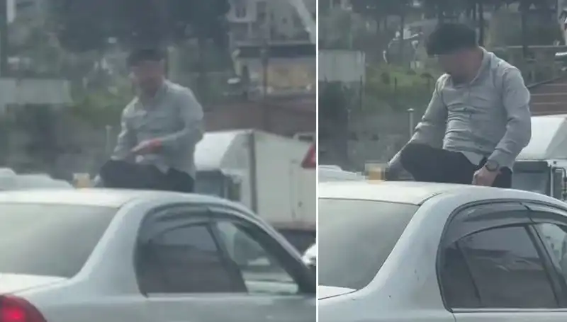 Trafikte Şok Eden Anlar: Otomobil Üzerinde Gösteri Yapan Gençler